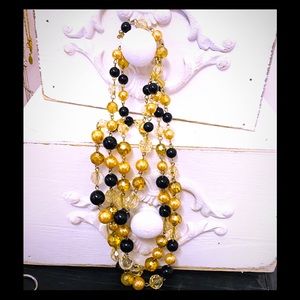 Necklace Vintage Multi Strand gold/black